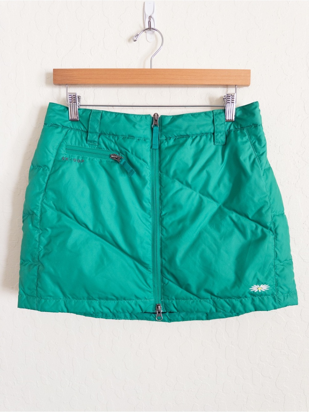 Skhoop Duck Down Filled Puffer Mini Skirt Medium Green Outdoor Apres Ski Winter